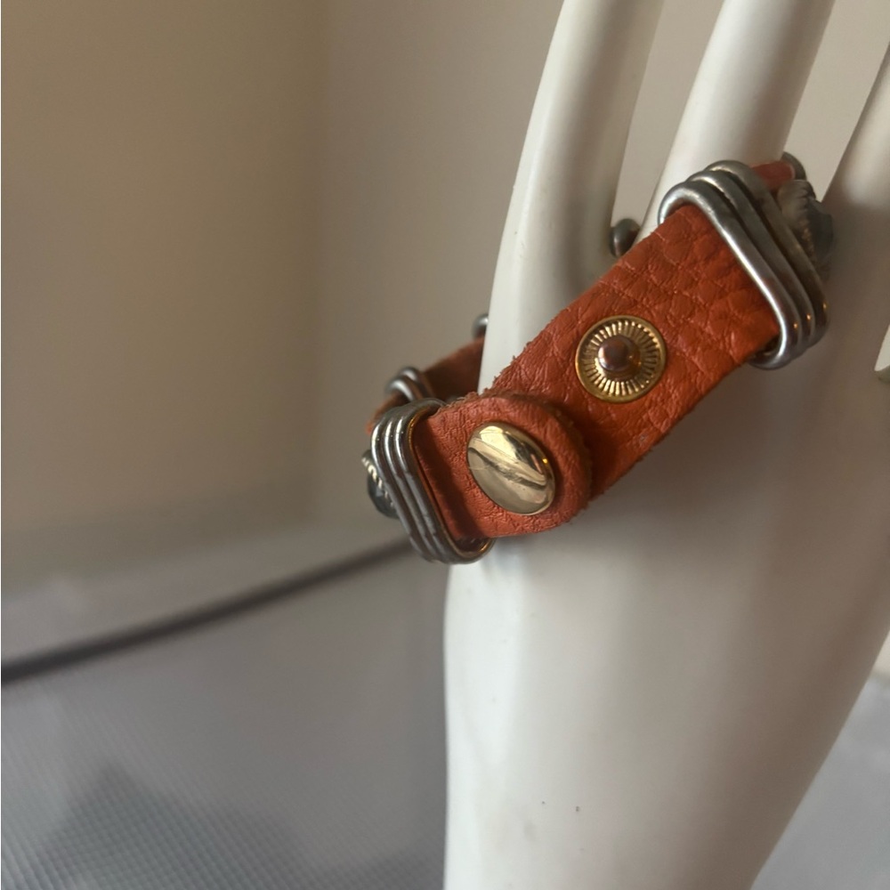 Stylish Orange Leather Bracelet